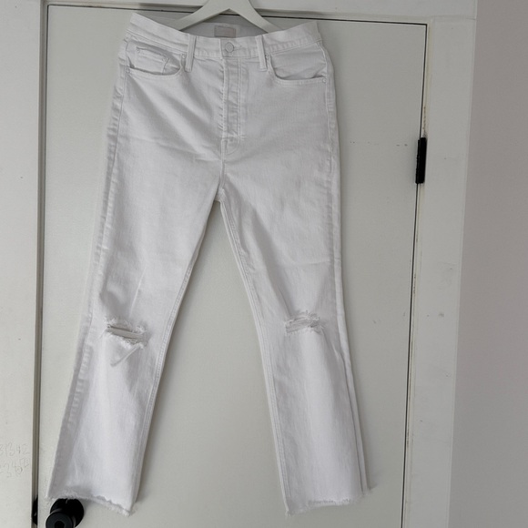 MOTHER The Tripper Ankle Fray Jeans, White, Size 30, Crisp White, Excellent - Picture 6 of 11